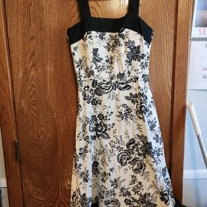 R&K Black and Cream Floral Midi Dress